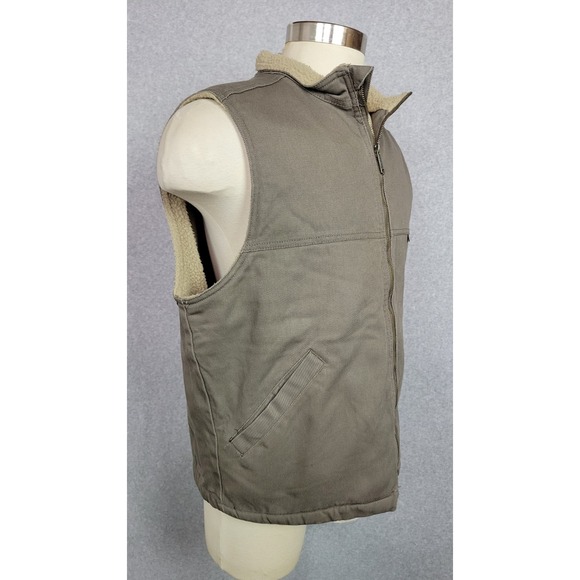 Wolverine Mens Upland Cotton‎ Canvas Twill Sherpa Lined Vest Jacket Taupe Large - Picture 4 of 11